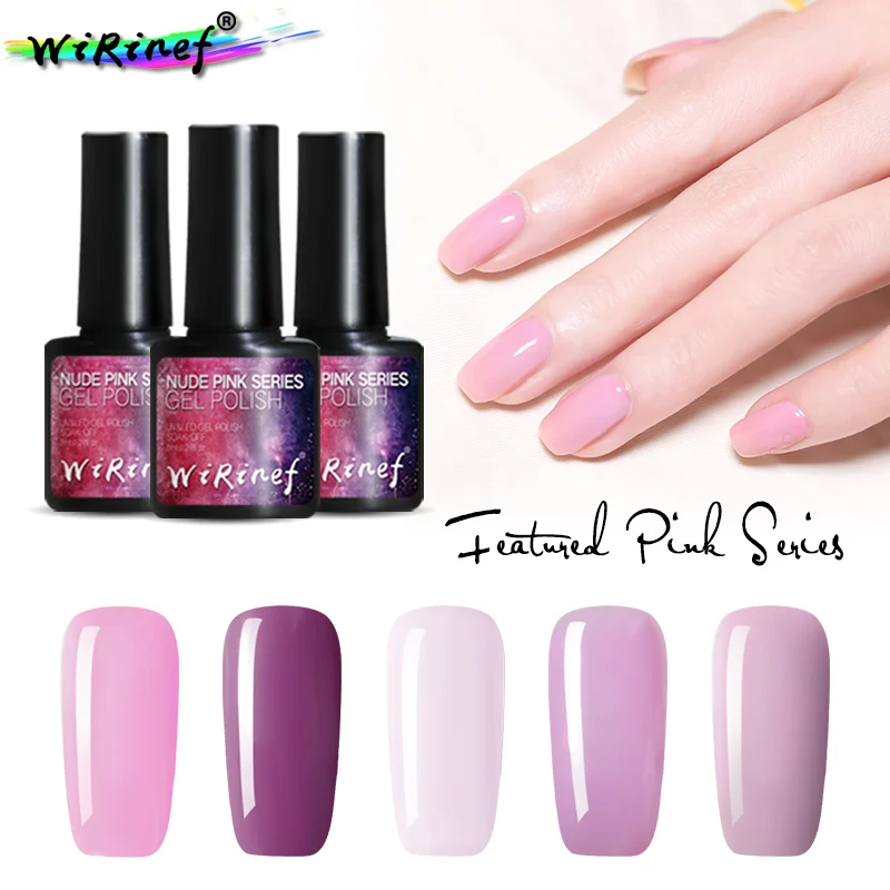 

WiRinef 5 Colors Nude Sweet Pink Series Nail Polish Gel Semi Permanent UV Nail Lacquer Long Lasting Gel Varnish