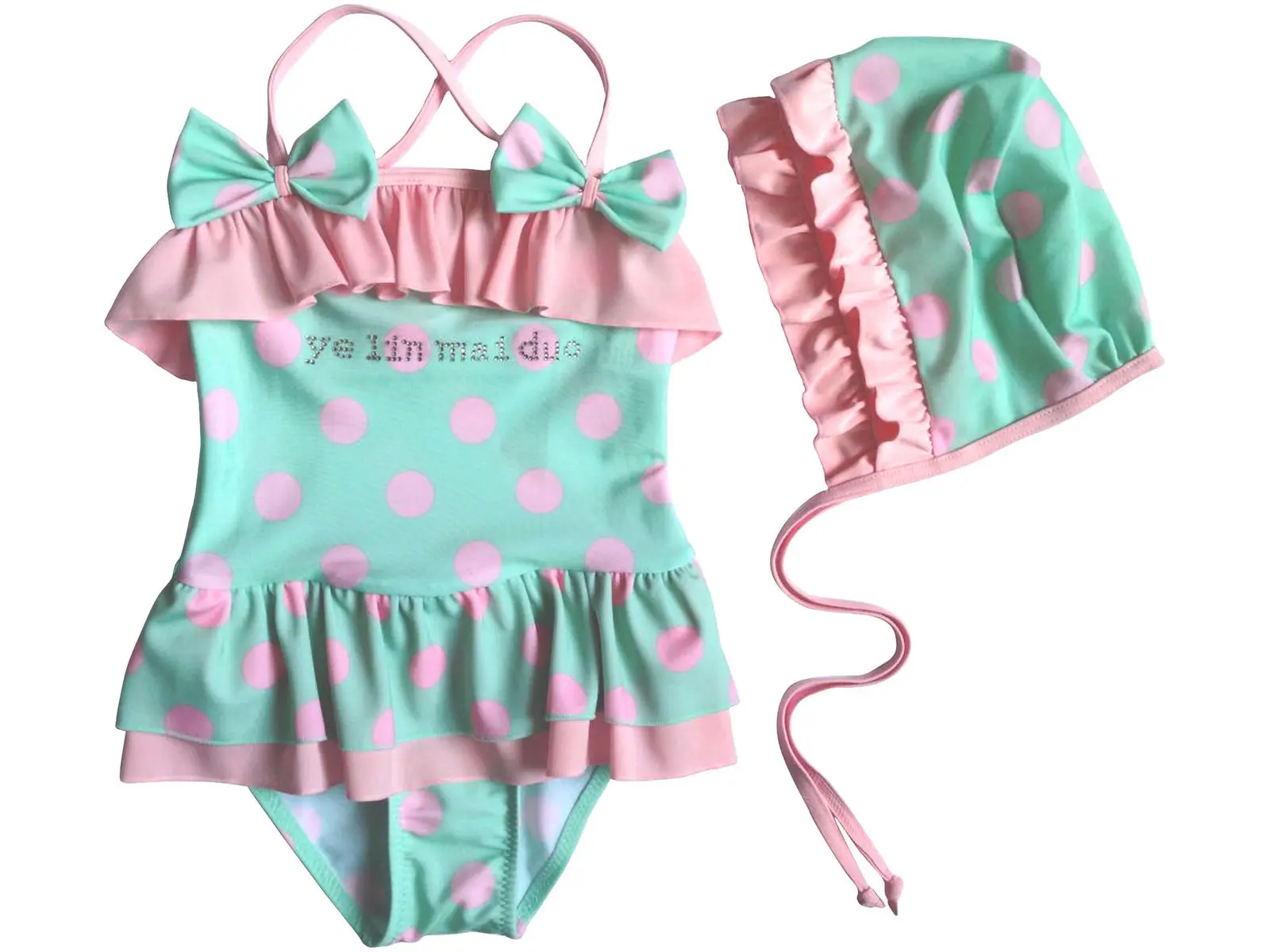 Maillot de bain pour enfants | Modèle avec des pois, casquette