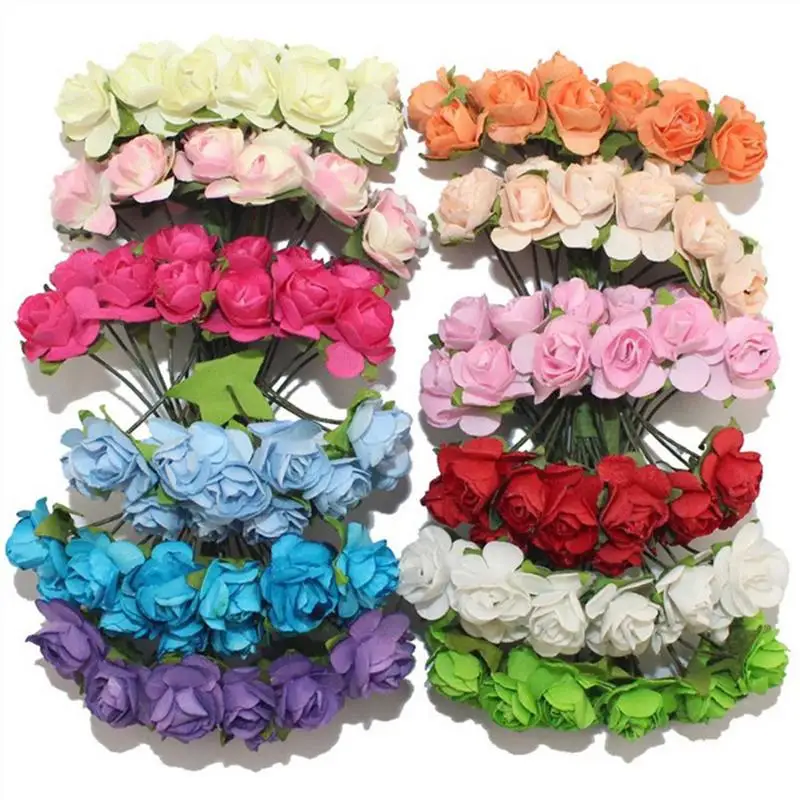

Simple Simulation Rose 144 Pcs 2cm Multi-color Optional Artificial Paper Flowers Home Wedding Decorations Ornaments