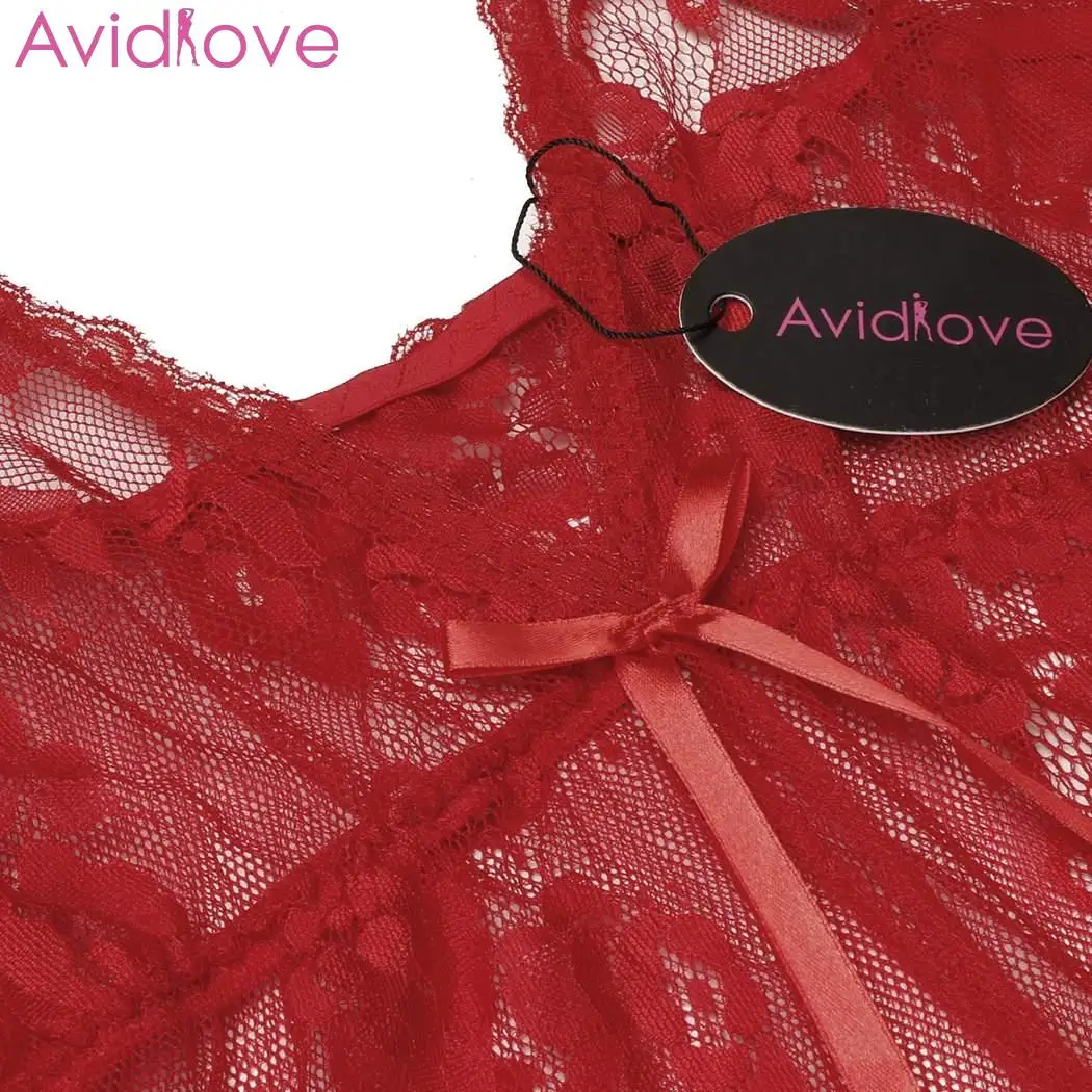 Женское кружевное белье Avidlove ночная рубашка с лямкой на шее и открытой спиной