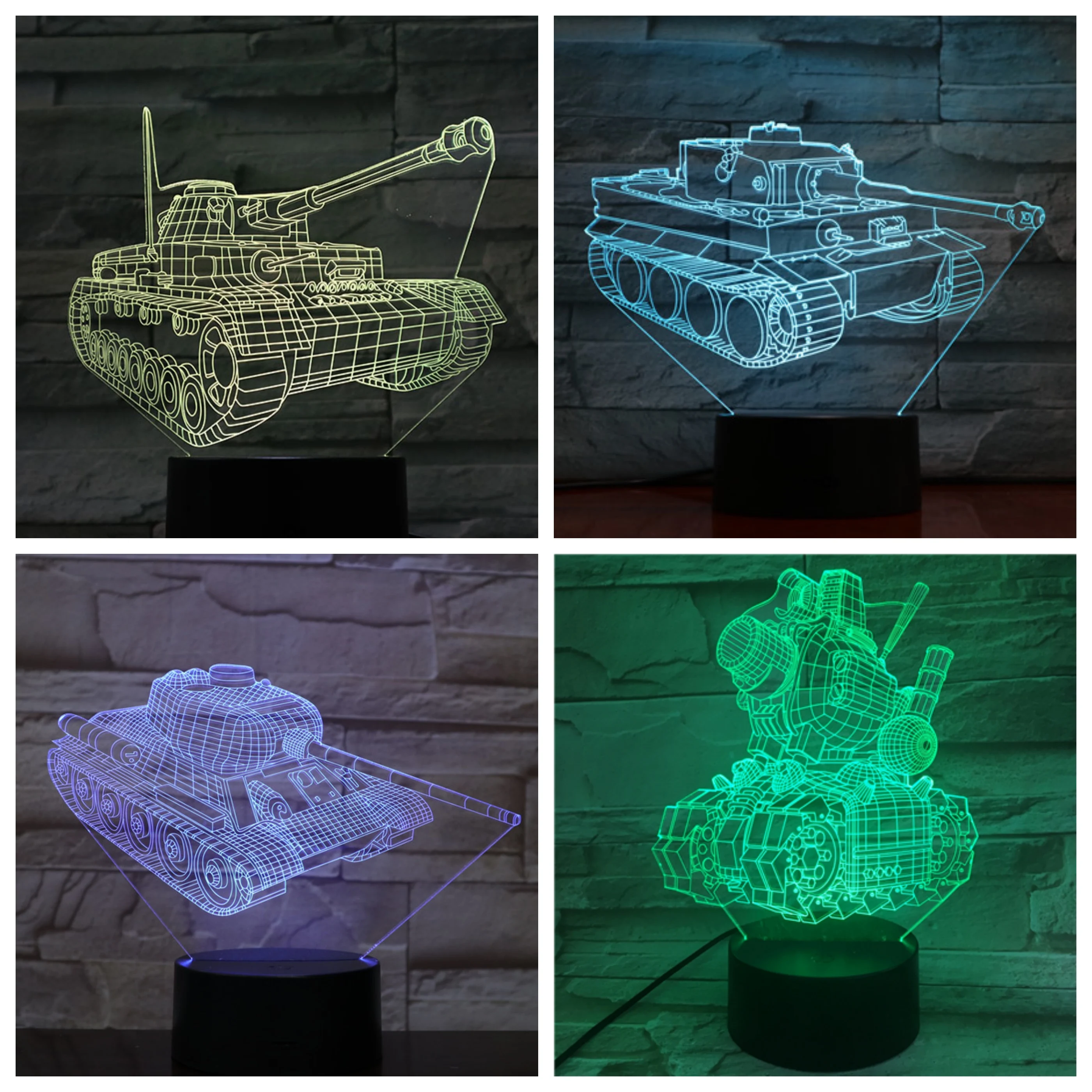 

Tank Night Light LED 3D Illusion USB Touch Sensor RGB 7 Color Changing Child Kid Gift FPS Game Weapon Table Lamp desk Decoration