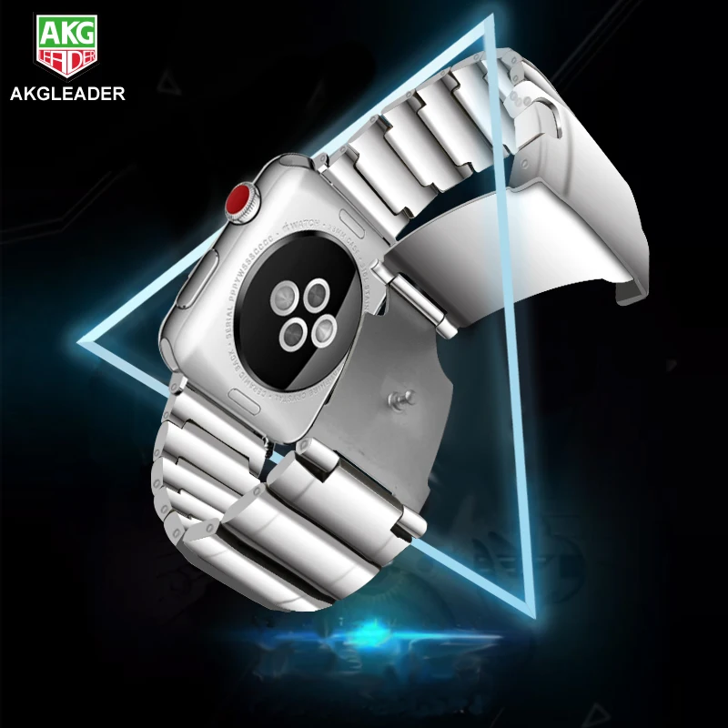 AKGLEADER Newest Solid Metal Steel Band For Apple Watch Series 4 iWatch High Quality Watchband For Apple Watch 3 2 1 Wrist Strap