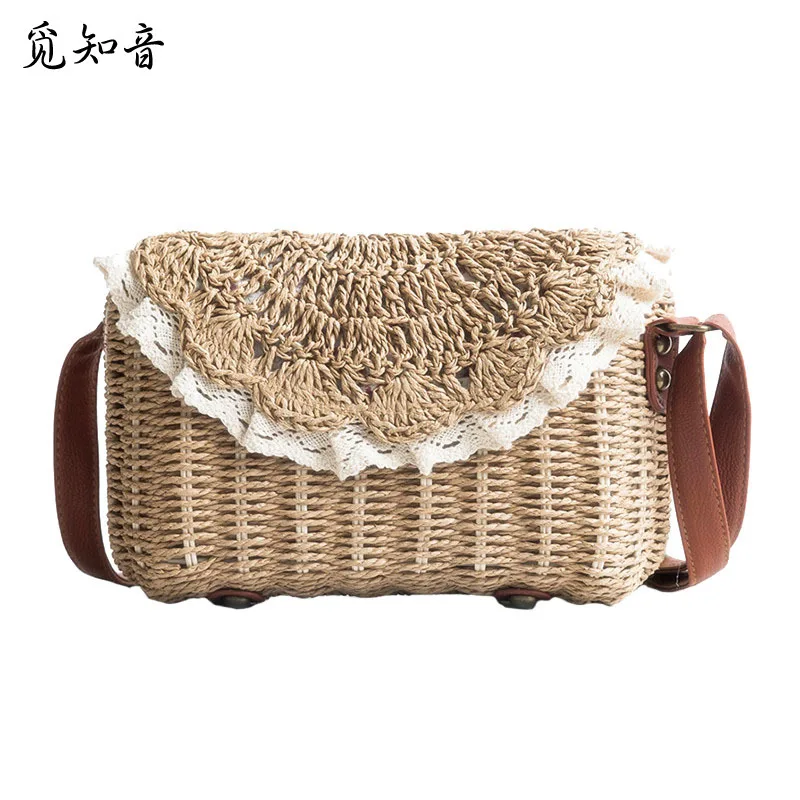 

Women Lace Straw Bags Ins Popular Female Holiday Handbag Summer Hot Lady Weave Shoulder Bag Travel Beach Casual Bolsa Ss3150