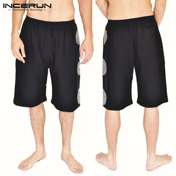 

Summer Print Casual Men Shorts Vintage Drawstring Joggers Trunks Bottoms 2020 Loose Leisure Breathable Beach Shorts Men INCERUN