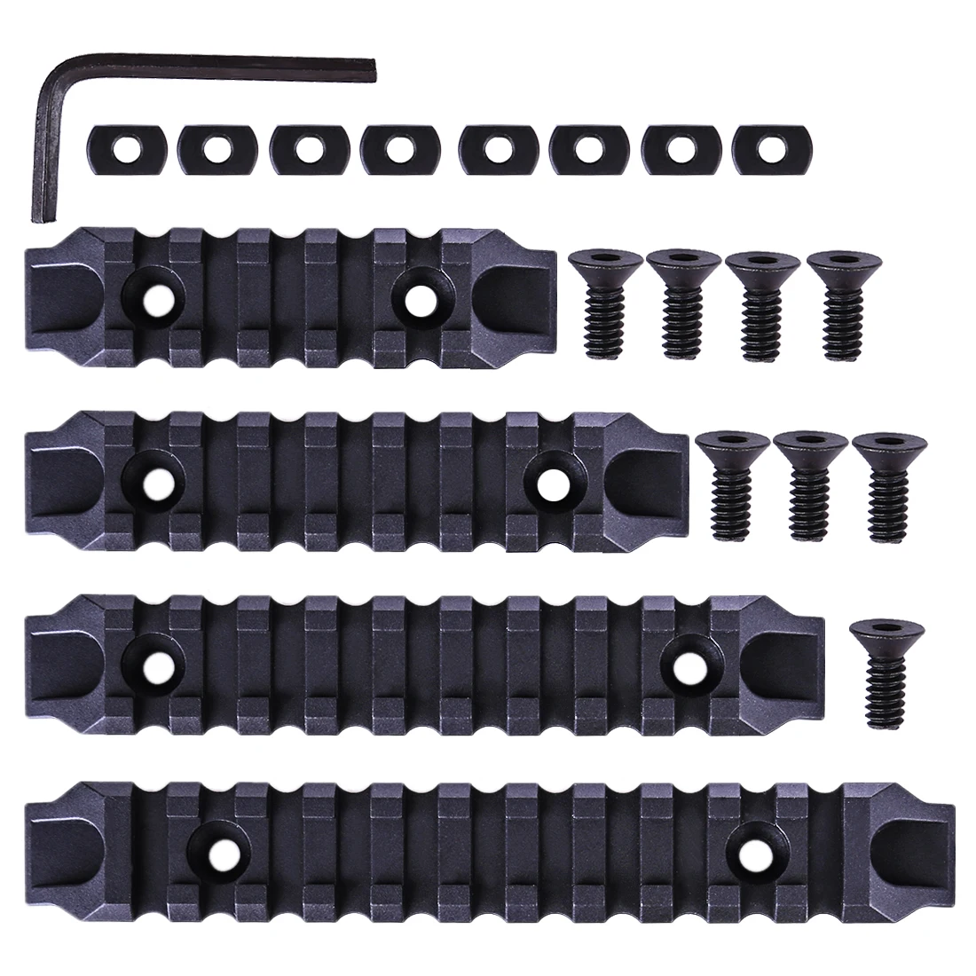 

MODIKER 4Pcs 80/100/120/140mm Rail Kit FOR Jingji Nylon M-lok Rails for RIS/RAS/Rails FOR M-l-o-k /FOR M l-o-k System - Black