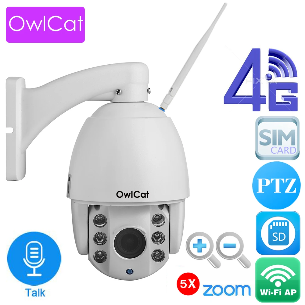 OwlCat HD 3G 4G SIM Card PTZ Speed Dome IP Camera 1080P Outdoor 4x Optical Zoom SD Card Night Vision Infrared CCTV P2P Camara OwlCat HD 3G 4G SIM Card PTZ Speed Dome IP Camera 1080P Outdoor 4x Optical Zoom SD Card Night Vision Infrared CCTV P2P Camara