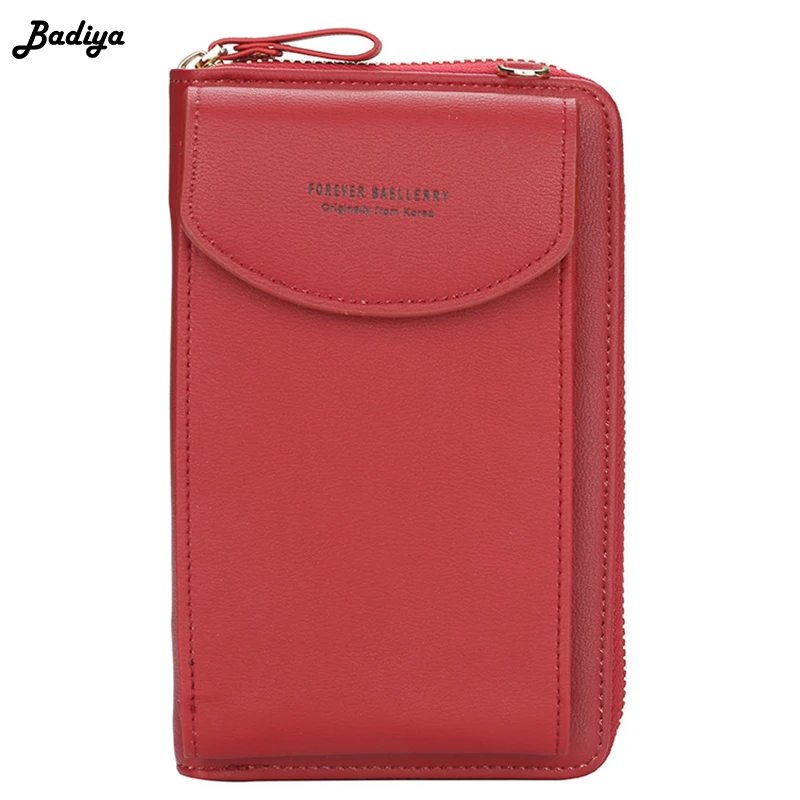 أزياء النساء Crossbody المحفظة بو الجلود سيدة حقيبة صغيرة متعددة الوظائف سستة محفظة نسائية للعملات المعدنية الصلبة اللون حقائب كتف حقيبة صغيرة