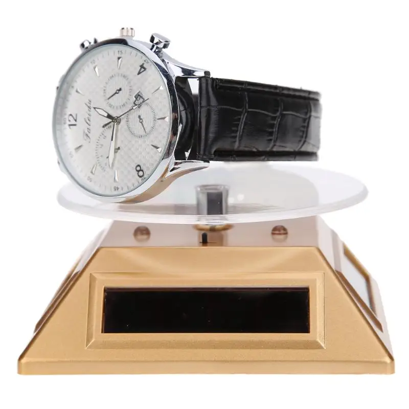 

Fashion 3LED Color Lights Solar Showcase 360 Degree Turntable Rotating Jewelry Watch Ring Display Stand Creative Jewelry Display