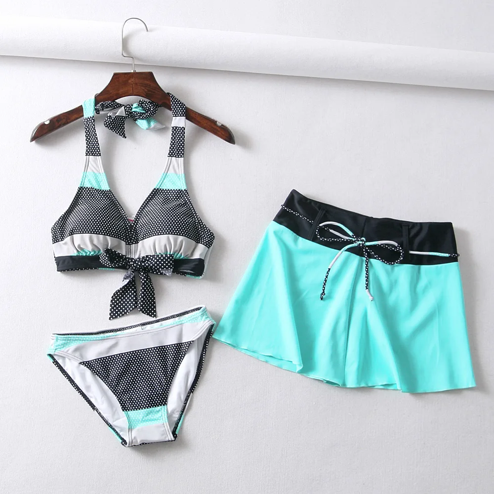 

women sexy dot print 3 pieces swimwear bikini beach swimsuit