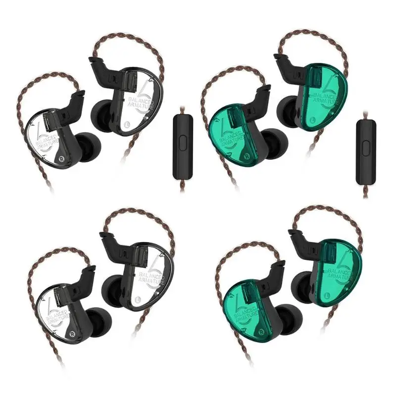 KZ AS06 наушники в ухо 6 единиц сбалансированный арматурный драйвер HIFI бас