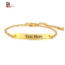 Гравировка, ID тег, браслеты для женщин, нержавеющая сталь, звено цепи, женский браслет с браслетом дружбы, регулируемый размер