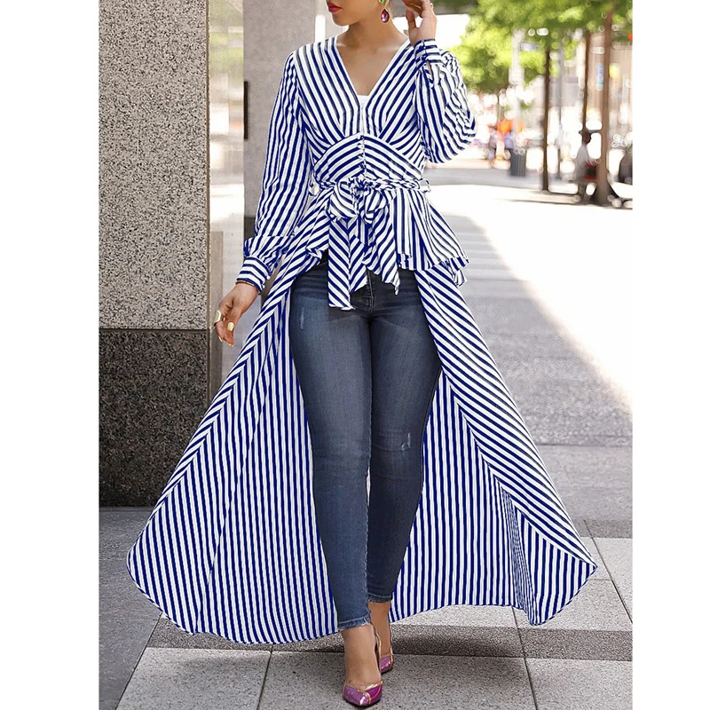 

Spring Autumn Shirt Dress Women V Neck Long Sleeves Casual Striped Slim Fashion Tuxedo Shirts Dresses Vestidos High Streetwear
