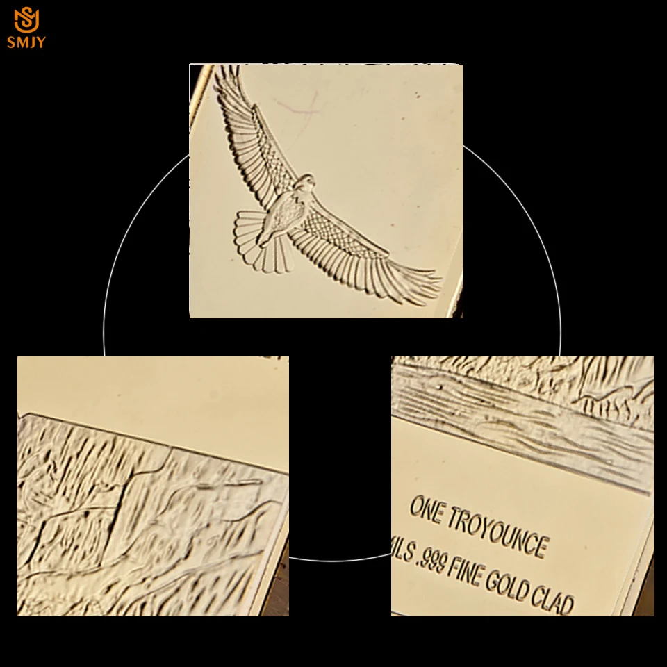 Rare 1 oz 100 Mills .999 Fine Gold Clad Canyon National Park American Bald Eagle Bullion Bar Coin Collection image 4