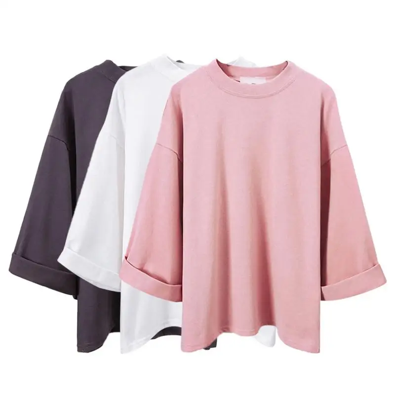 Korean Version Casual Sweet tops Loose Comfortable Cotton Solid Color pullover Round Neck One Size Spring Summer Autumn | Женская одежда