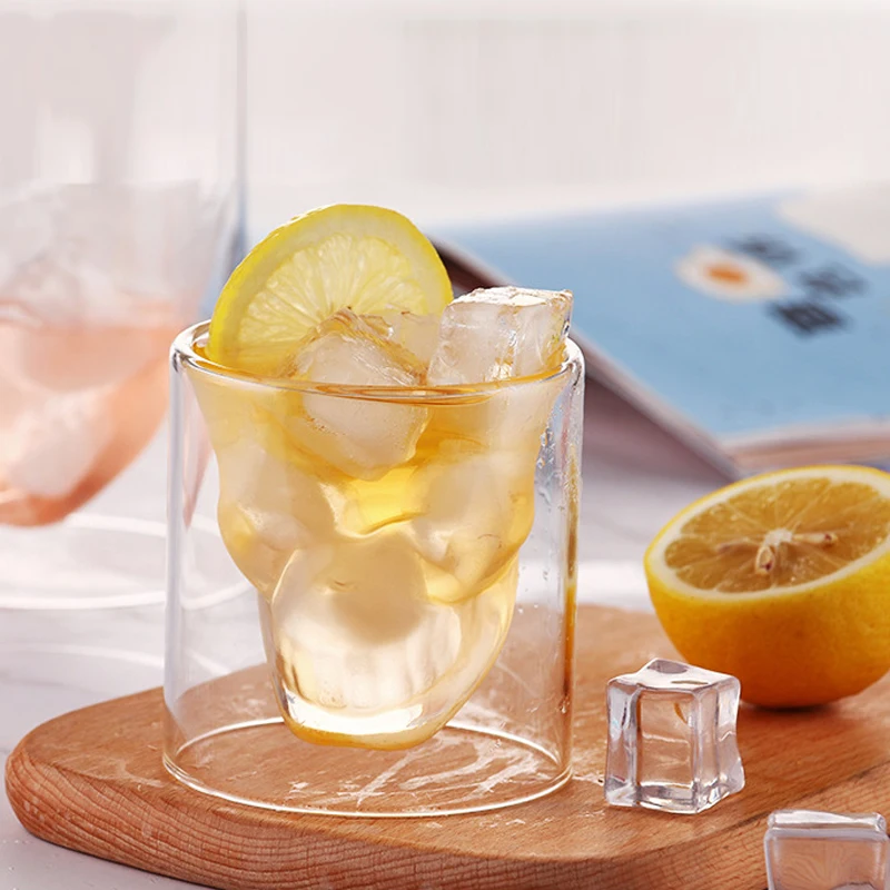 

4 Sizes Crystal Skull Head Glass Mug Beer Whiskey Wine Double Glass Cup Vodka Drinking Bar Club Beer Wine Glass Bottle