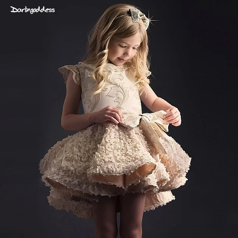 

Luxury Lace Flower Girl Dresses for Weddings Ball Gown Short Prom Dress for Girl Kids First Communion Dresses vestido daminha