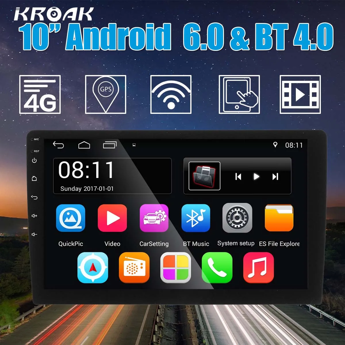 

10 inch Screen Car MP5 Player Android 7.1 2 Din In dash Car Stereo Radio Player 1080P Video Player with OBD GPS Navigation WiFi