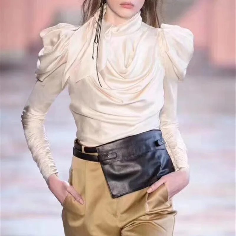 

[MENKAY] 2019 Spring Vintage Satin Long Sleeve Shirt Women blouse Tops Ladies Korean Fashion Clothing New Arrival
