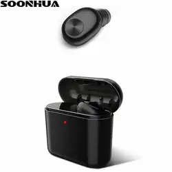 SOONHUA СПЦ мини беспроводной Bluetooth наушники Спорт hi fi стерео спортивные с Handsfree Mic зарядки окно для Xiaomi huawei