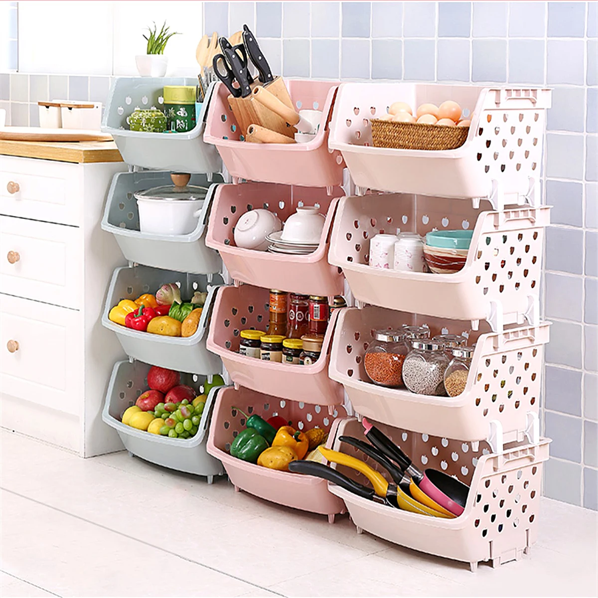 

1pcs Simple Vegetables Fruit Practical Storage Rack Organizer Shelf Kitchen Rack for Store Kitchen Storage Shelf Basket