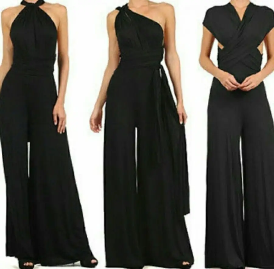 

Women Bandage Maxi Pants Red Beach Long Pants Multi way Bridesmaids Convertible Wrap Party Pant Robe Female Jumpsuits