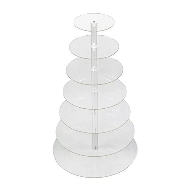 

Transparent Detachable 7 Tier Circle Acrylic Cupcake Party Wedding Cake Stand