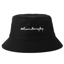 Письмо вышивка унисекс ведро лето рыбак шляпа открытый шляпа, Панама для защиты от солнца Мужчины Женщины хип-хоп рыбак шляпа Прямая поставка