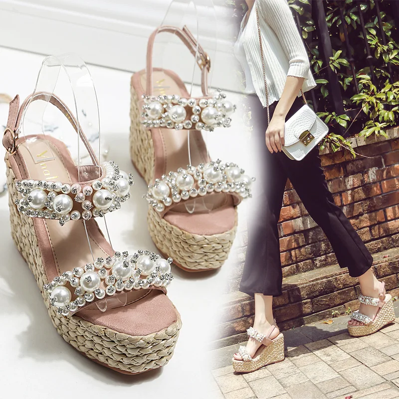 

2019 Slope With Sandals Manual Thick Bottom Muffin High With Women's Shoes