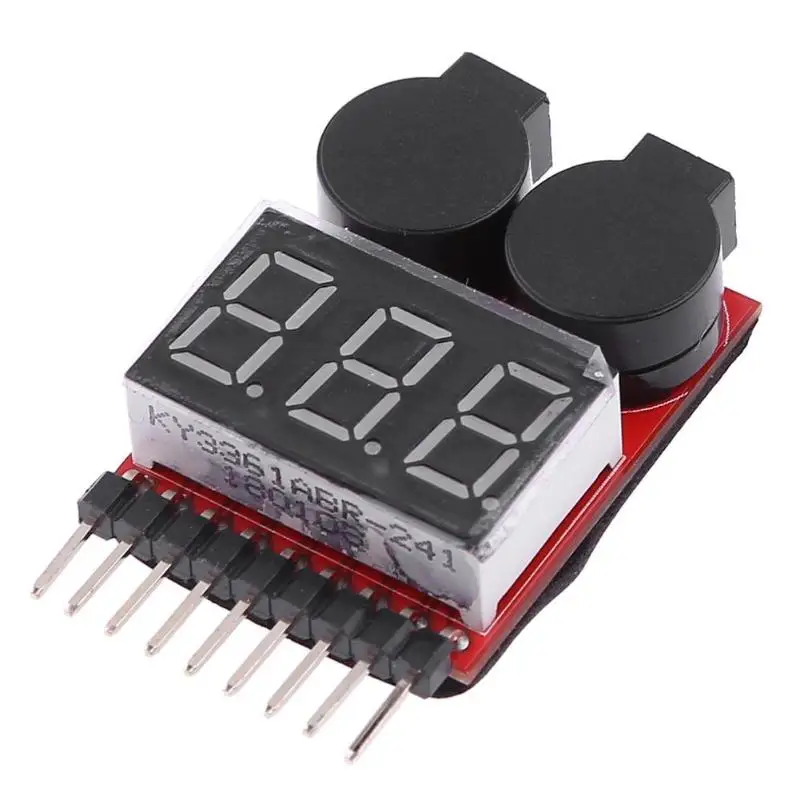 

1-8S Lipo/Li-ion Practical Battery Voltage LED Indicator Low Voltage Measure Meter Alarm Buzzer Use RC Cars Part Accessory 2018