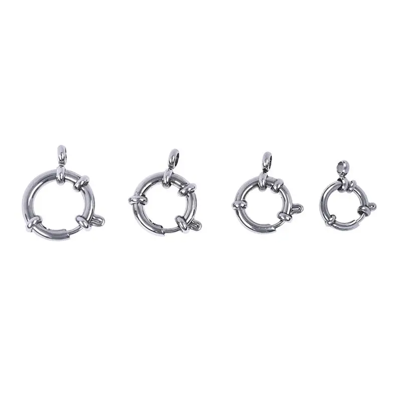 5pcs/Lot Round Ring Spring Clasp Stainless Steel Jewelry Making Necklace Bracelet Clasp Connector Jewelry Findings Accessories