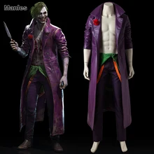 Injustice 2 Joker косплей костюм на Хэллоуин INJUSTICE2 игровой наряд на карнавал фиолетовый костюм Injustice League взрослое Мужское пальто