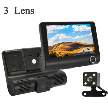 

4.0in 3 Way Car DVR Camera Video Driving Recorder Rear View With Two Cameras Dash Cam DVRS Dual Lens Carcorder Night Vision