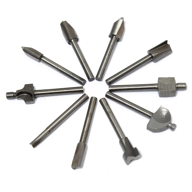

Newest 10PCS Router Bits Set 1/8 Inch 3mm Mini Shank HSS High Speed Steel Drill Bits Files Rotary Tool For Woodden Cutter Tools