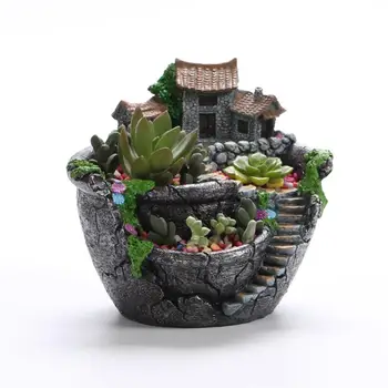 

Resin Succulent Plants Planter Flowerpot Pen Holder Desktop Potted Holder Decoration Flower Pot Gift Garden Bonsai Pencil Holder