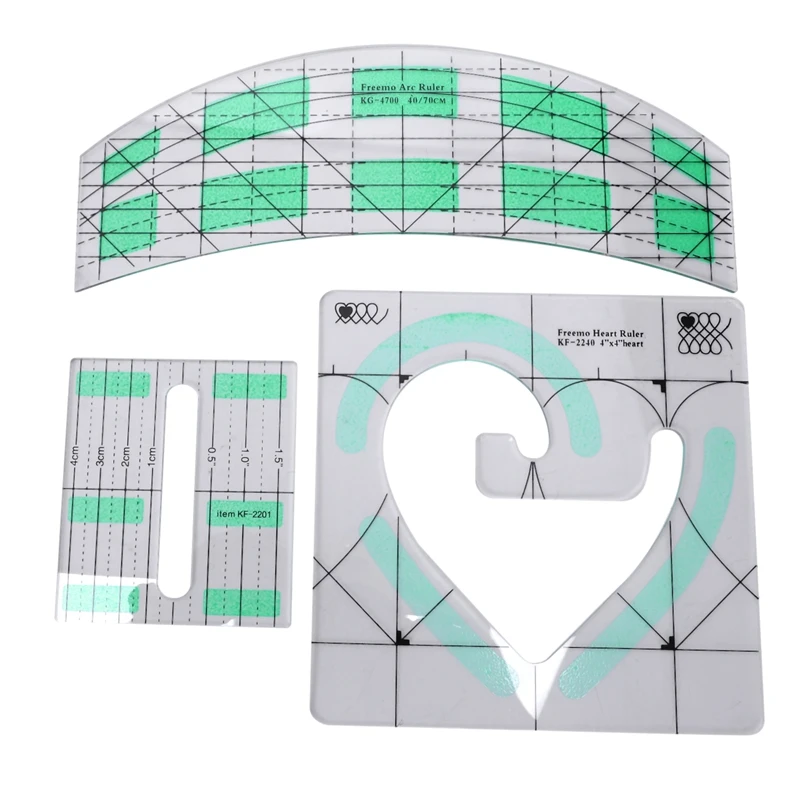 

Non-Slip Quilt Ruler Arc Ruler Heart Ruler Patchwork Quilting Template Set 3Pcs