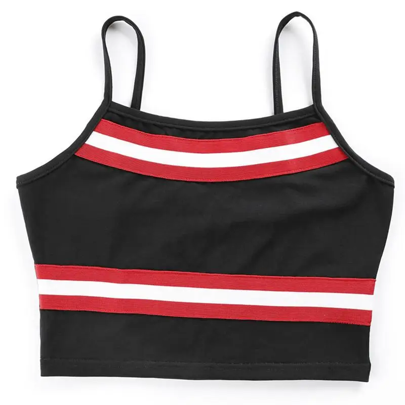 Summer Thin Section Women Sexy Short Vest Sling Red Black Splice Striped Pullover Slim Fit Large Size Beauty Back Bottom Vest Summer Thin Section Women Sexy Short Vest Sling Red Black Splice Striped Pullover Slim Fit Large Size Beauty Back Bottom Vest