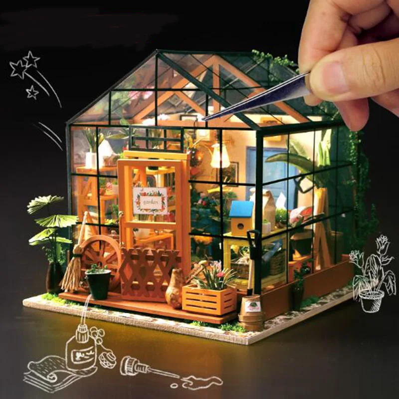 

Robotime DIY 3D Wooden Puzzle Toy Assembled Building Model Kathy's Green House Puzzle Decorations Creative Toys For Children