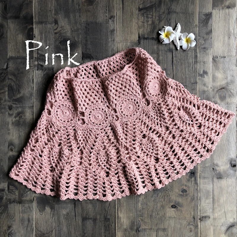 2019 New Sexy Crochet Beach Skirt Cotton Swimsuit Fused Skirt Casual Beach Running Lace See Through Slim Mini Skirts