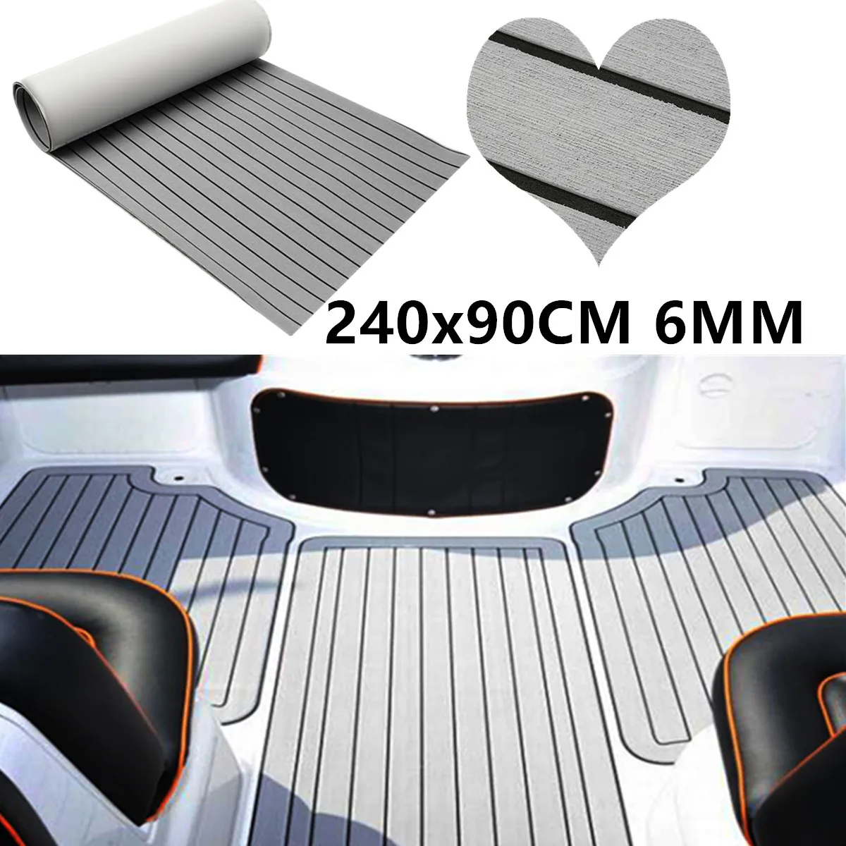 

240cmx90cmx6mm Self Adhesive EVA Foam Faux Teak Sheet Grey Boat Yacht Synthetic Teak Decking Floor Mat