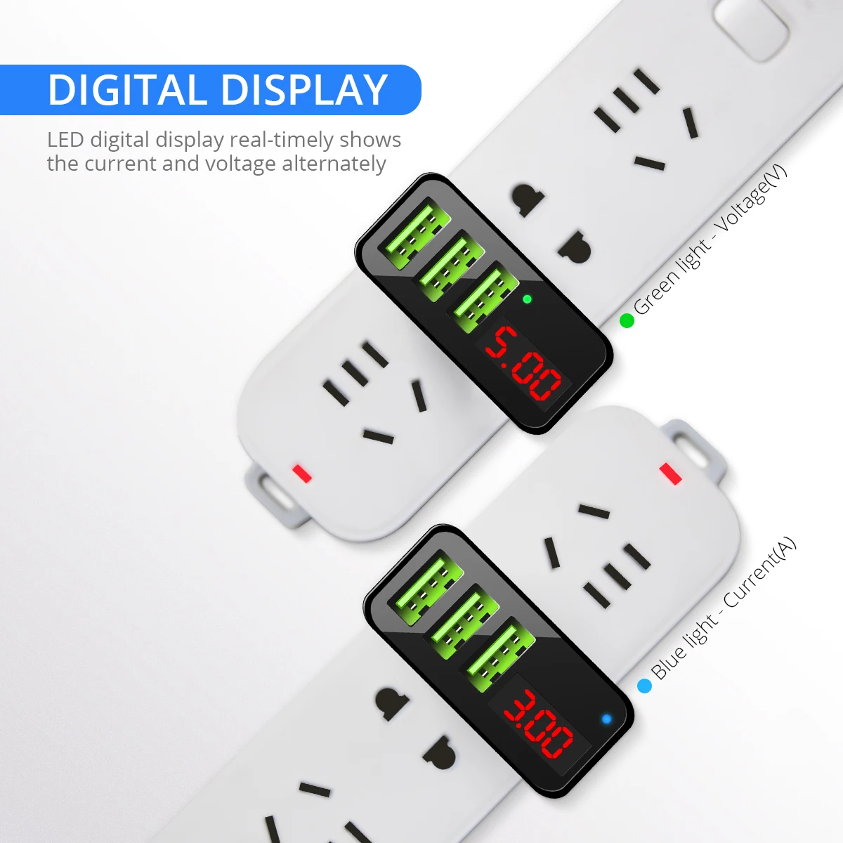 ANMONE 3 порта USB зарядное устройство LED ток Быстрая зарядка 3A дорожный портативный