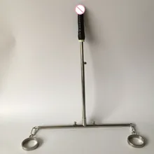 stainless steel spreader bar penis dildo leg ankle cuffs shackles bondage gear slave bdsm torture devices sex tools for woman