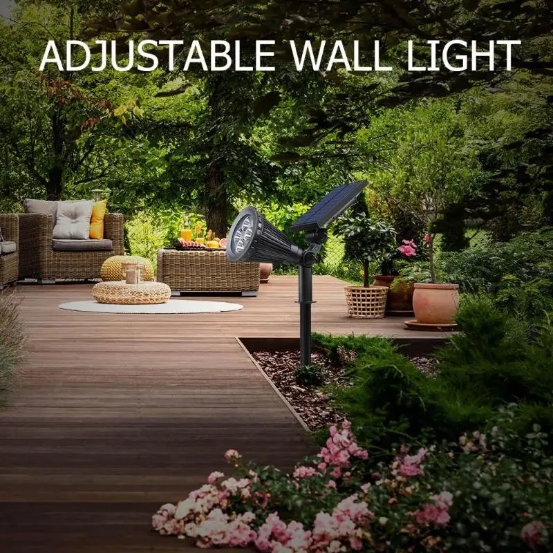 Beste 1 2 stks LED Tuin Licht Spot Outdoor Verlichting Gazon Verlichting Waterdichte IP65 Solar Spotlight Lamp Waterdicht Verstelbare 4 LED Licht