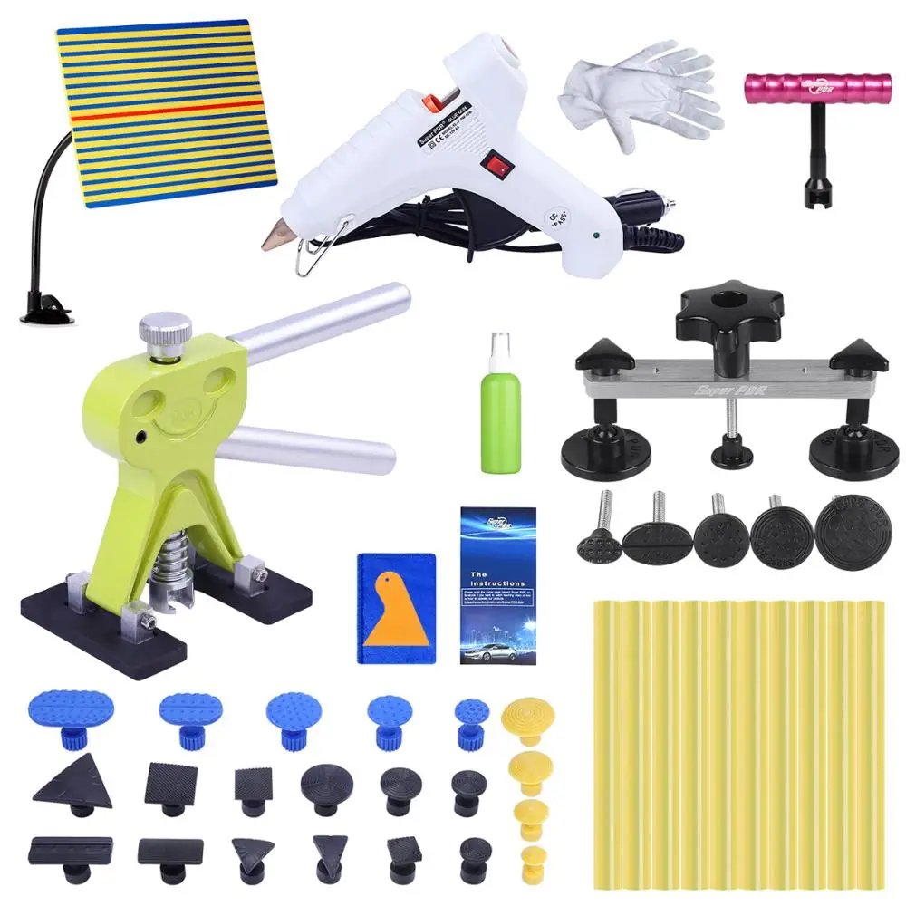 

SuperPDR Paintless Dent Repair Tools Kit For Car Dent Puller Suction Cup 12V Glue Gun For Hot Adhesive Glue Stick Line Board Set