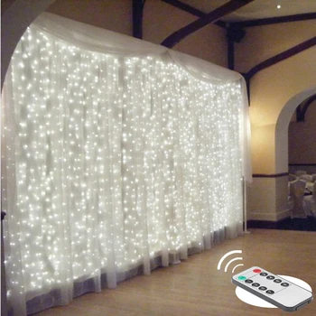 

3x3/6x3m Remote Control Led Curtain String Lights Garland Christmas Led Party Wedding Fairy Lights Icicle For Garden Decoration