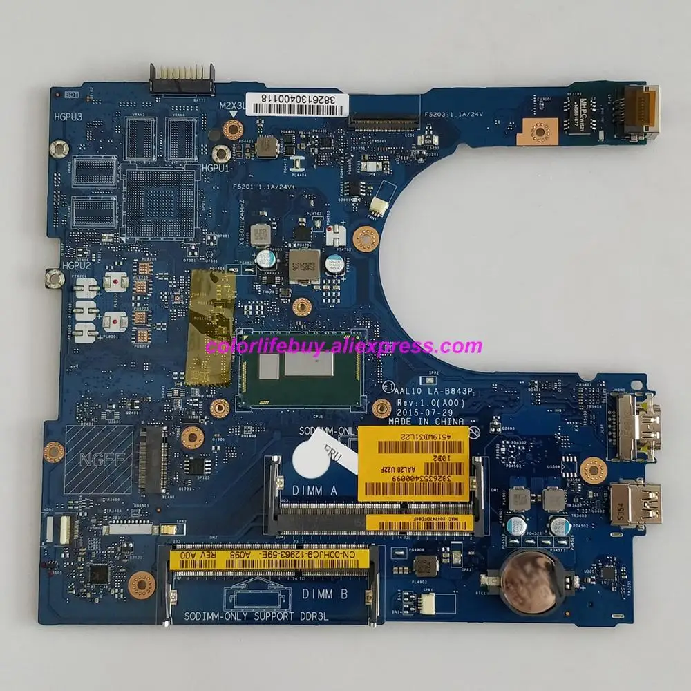 

Genuine 0HJC9 00HJC9 CN-00HJC9 AAL10 LA-B843P w i5-4210U CPU Laptop Motherboard for Dell Inspiron 15 5458 5558 5758 Notebook PC