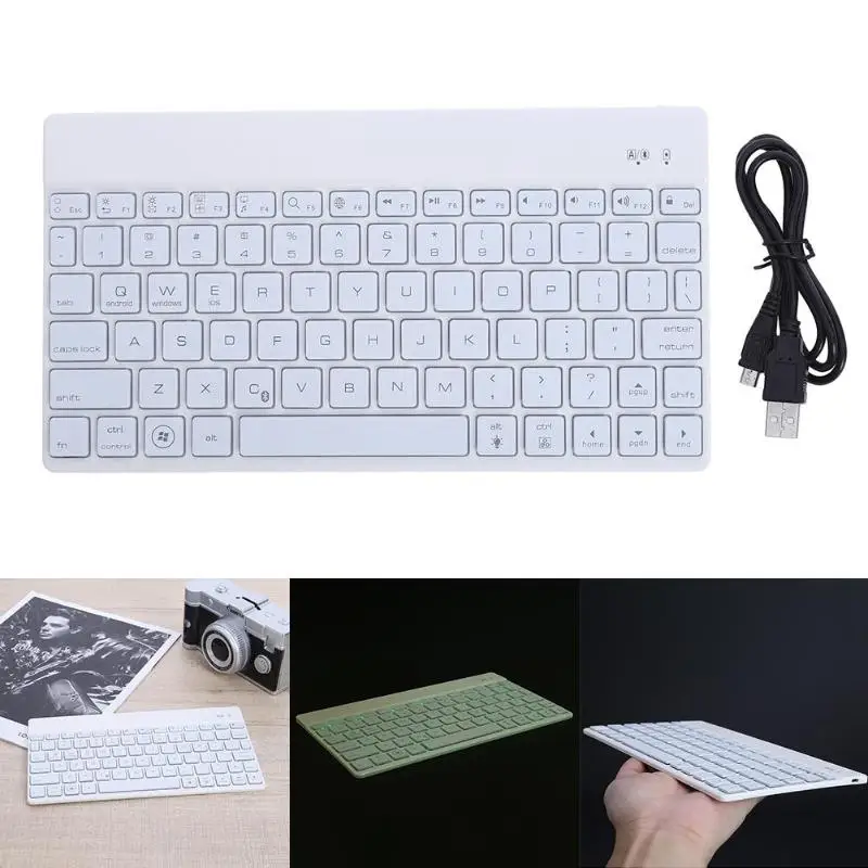 

Ultra Thin Wireless Bluetooth 3.0 Keyboard 7 Color Backlight Aluminum Alloy Metal Teclado Sem Fio for Tablet Phone w/ USB Cable