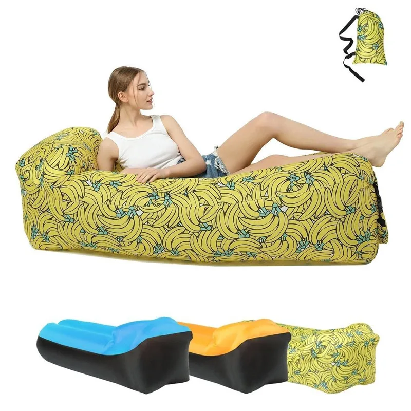 cheap Large Size 180x70x50cm Outdoor Inflatable Air Bed Chair Mattress Waterproof Mat Blue Orange Green Pink Purple Yellow