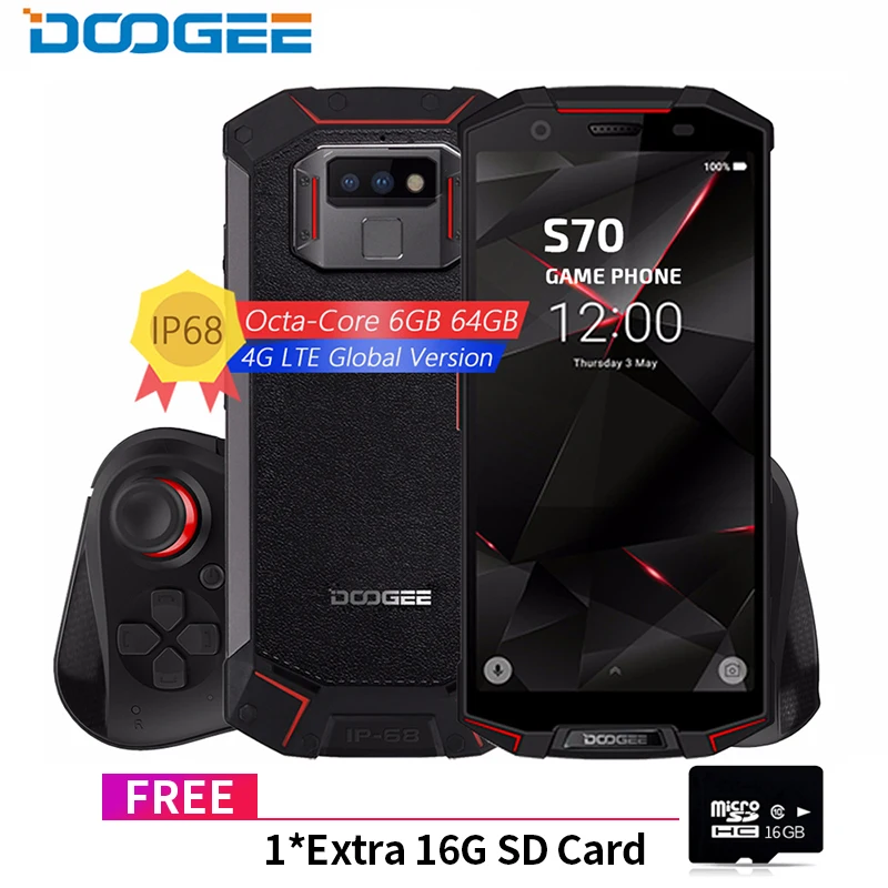 

DOOGEE S70 Game Phone IP68/IP69K Waterproof Wireless Charge NFC 5500mAh 12V2A Quick Charge 5.99 FHD Helio P23 Octa Core 6GB 64GB