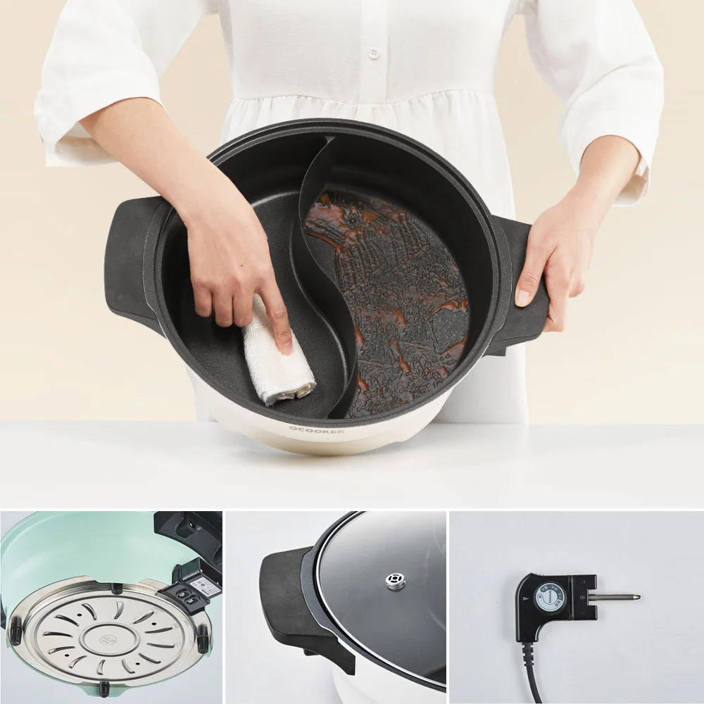 Xiaomi OCOOKER, горячий горшок, двойной, разделенный, Два вкуса, кухонная посуда, маленькая овца, горшок, горячий горшок, суп, запас, горшок, зимние, вечерние, инструмент для приготовления пищи, 1500 Вт