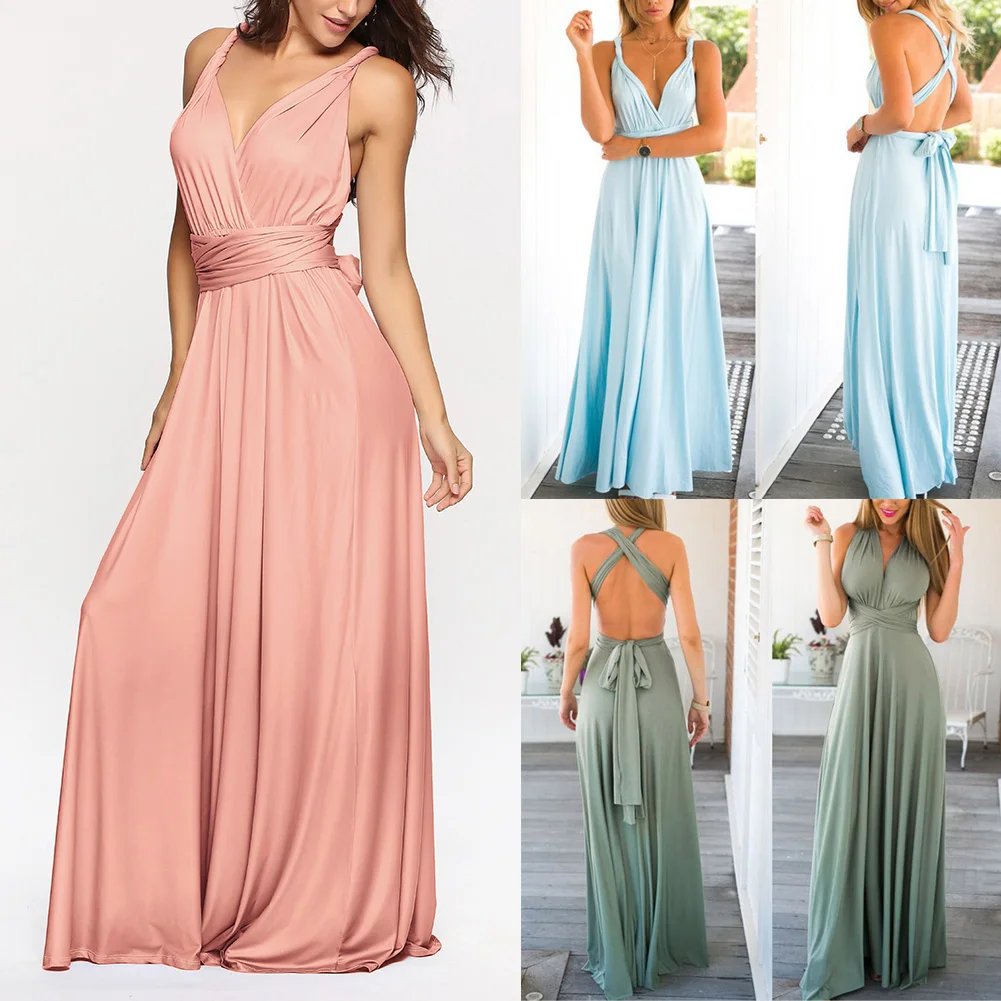 

Sexy Women Multiway Wrap Convertible Boho Maxi Club Red Dress Bandage Long Dress Party Bridesmaids Infinity Robe Longue Femme